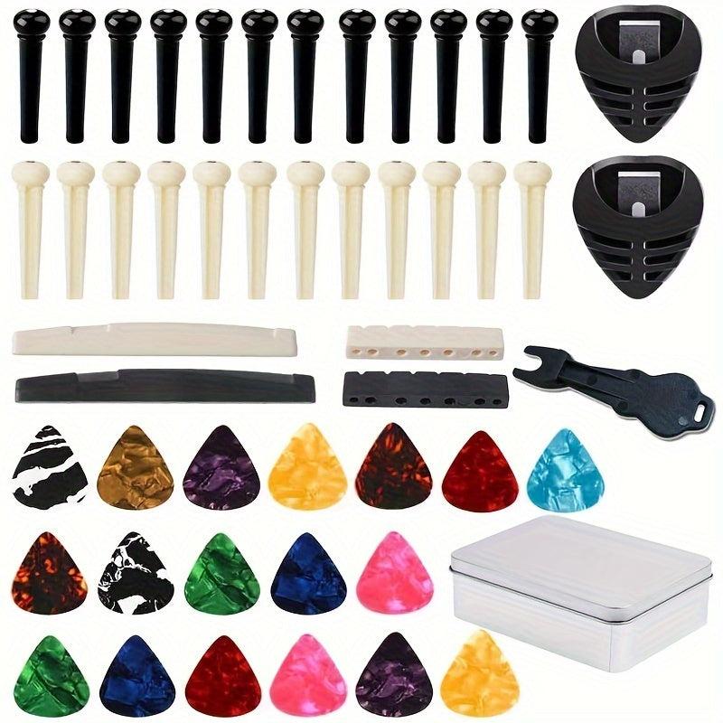 50pcs Guitar String Nail Set Iron Box Fixed String Cone Set Nail Remover
