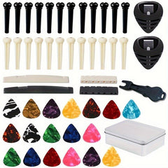 50pcs Guitar String Nail Set Iron Box Fixed String Cone Set Nail Remover