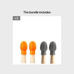 4pcs Drum Mute Silicone Drumstick Tips Quiet Practice Accessories Orange & Grey