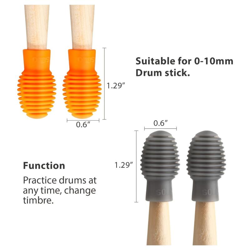 4pcs Drum Mute Silicone Drumstick Tips Quiet Practice Accessories Orange & Grey