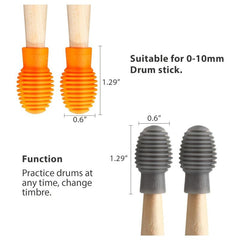 4pcs Drum Mute Silicone Drumstick Tips Quiet Practice Accessories Orange & Grey