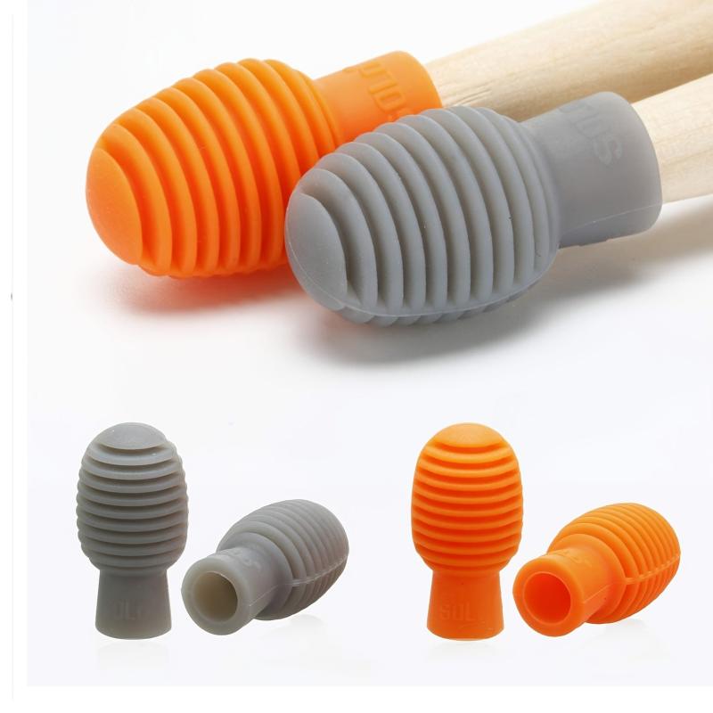 4pcs Drum Mute Silicone Drumstick Tips Quiet Practice Accessories Orange & Grey