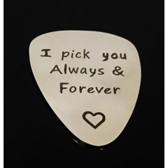 I PICK YOU Stainless Steel Guitar Pick  Stylish Music Decoration