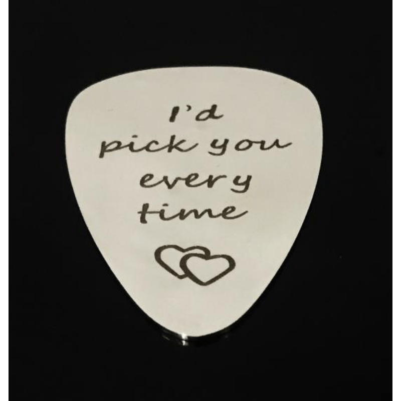 I PICK YOU Stainless Steel Guitar Pick  Stylish Music Decoration