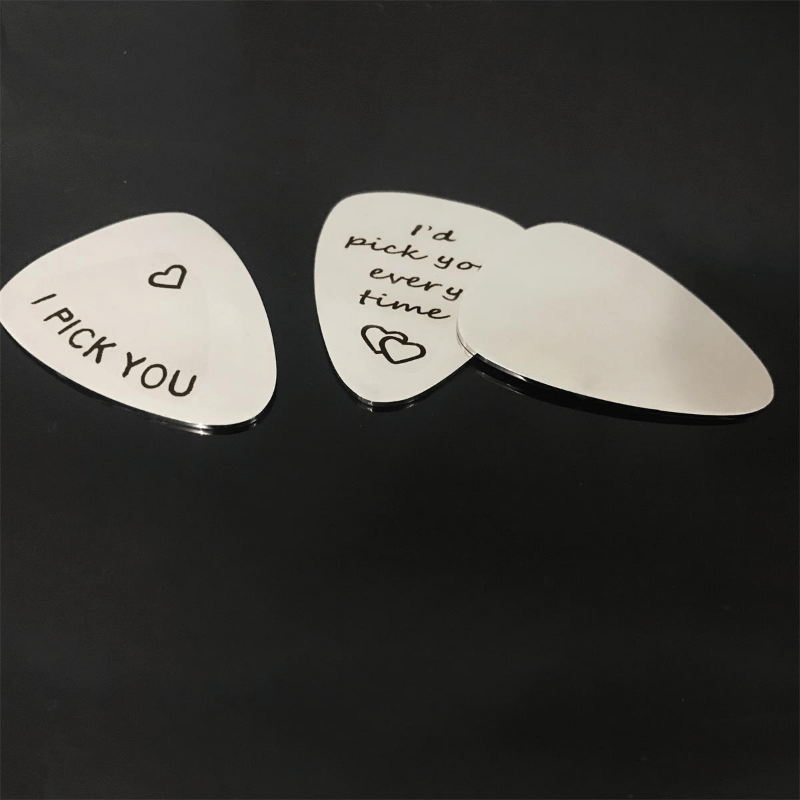 I PICK YOU Stainless Steel Guitar Pick  Stylish Music Decoration