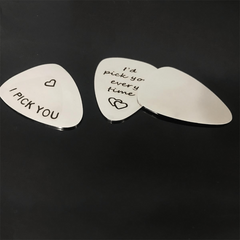 I PICK YOU Stainless Steel Guitar Pick  Stylish Music Decoration
