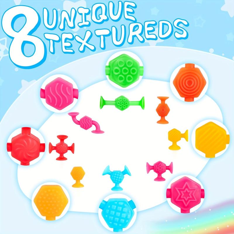 Textured Suction Toys Connect Build Create Mold Bath Toys