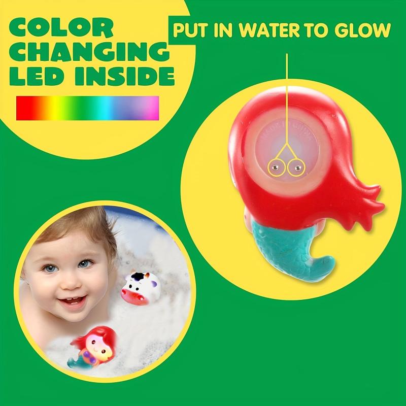 LED Bathtub Mermaid Floating Shower Toy for Toddlers