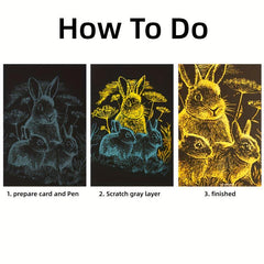 Rainbow Scratch Art Paper Set - Kids & Adults Painting Kit