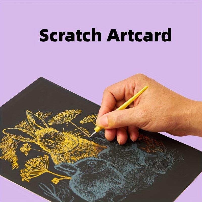 Rainbow Scratch Art Paper Set - Kids & Adults Painting Kit