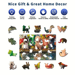 Dog Reflection Wooden Puzzle Maternal Love Jigsaw Puzzle for Adult Gift