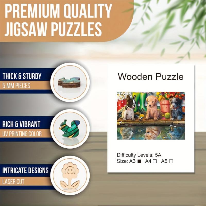 Dog Reflection Wooden Puzzle Maternal Love Jigsaw Puzzle for Adult Gift