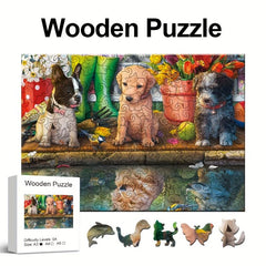 Dog Reflection Wooden Puzzle Maternal Love Jigsaw Puzzle for Adult Gift