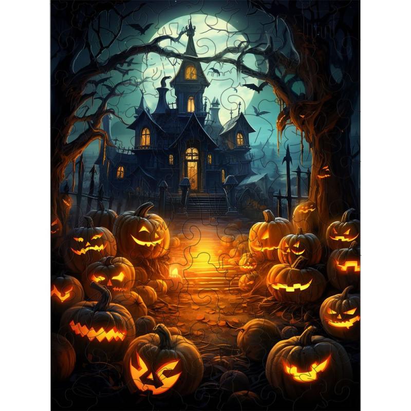 Halloween Witch Castle Wooden Puzzles Unique Shape High Puzz