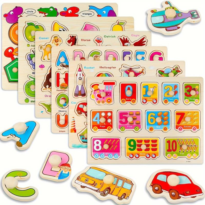 Wooden Spikes Puzzles For Toddlers Educational Toy Set