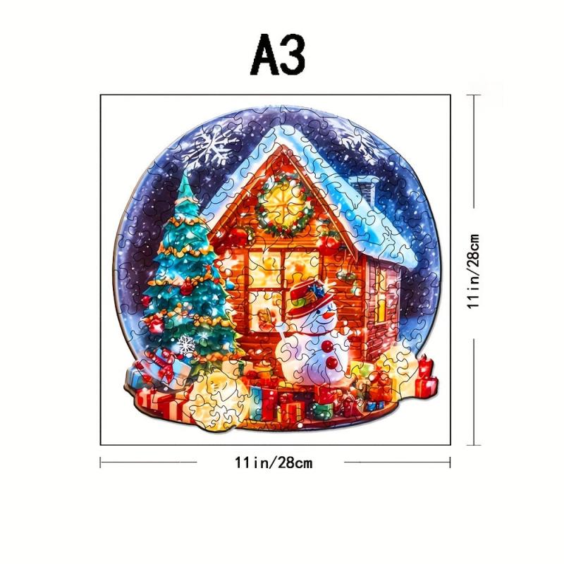 Wooden Christmas House Jigsaw Puzzle Adult Children Creative Gift