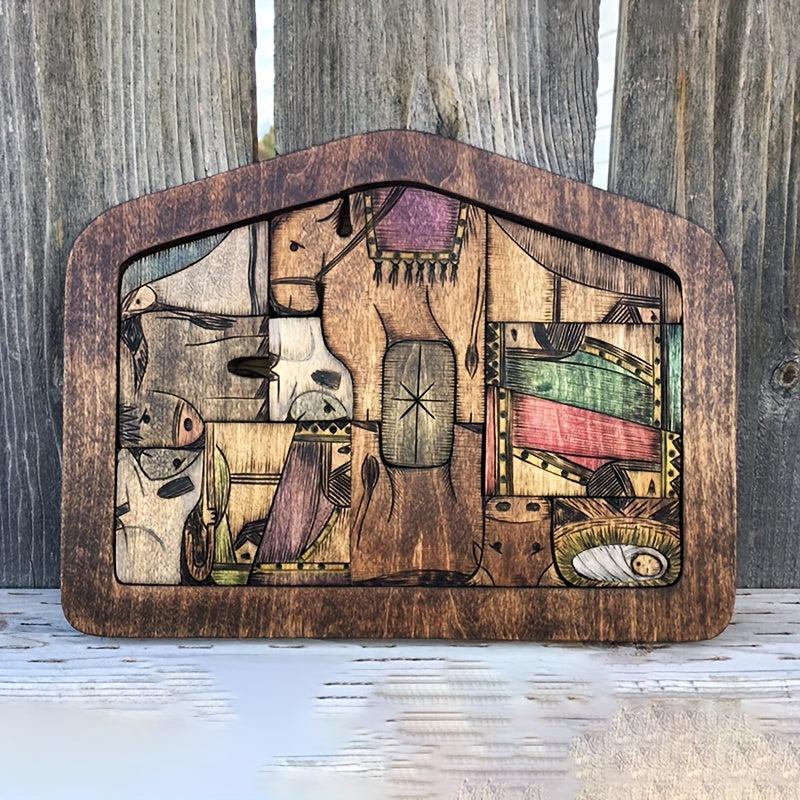 Wooden Puzzle Birth of Jesus Easter Decoration