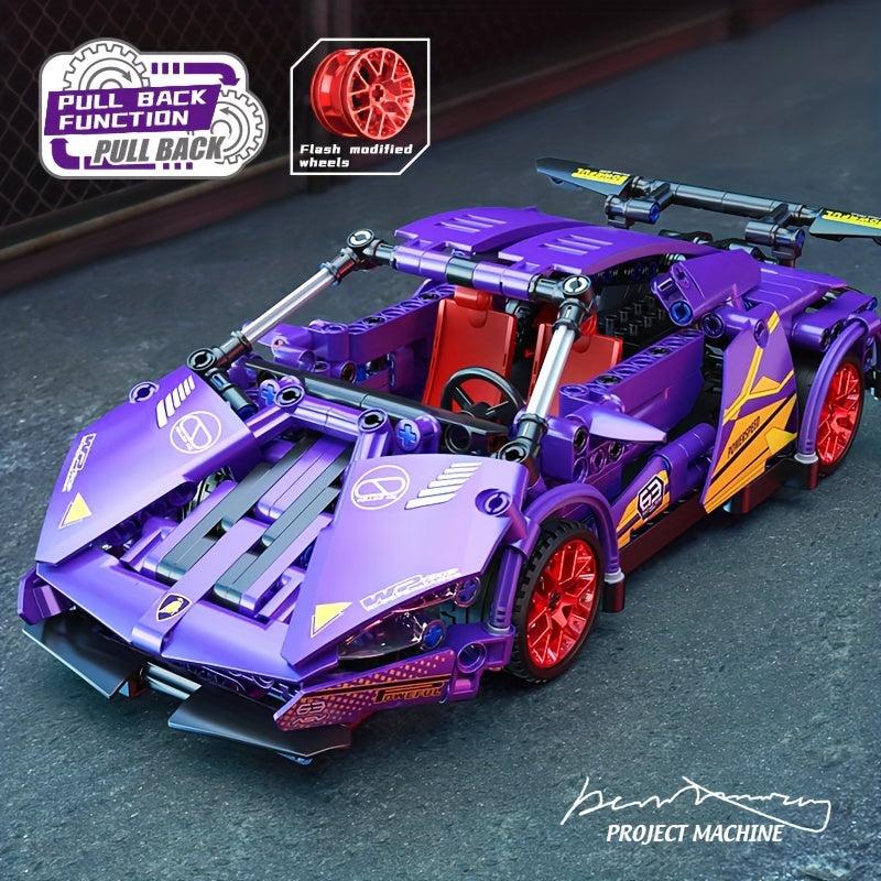 469pcs Purple Sports Car Model Toy Building Blocks Racing Bricks