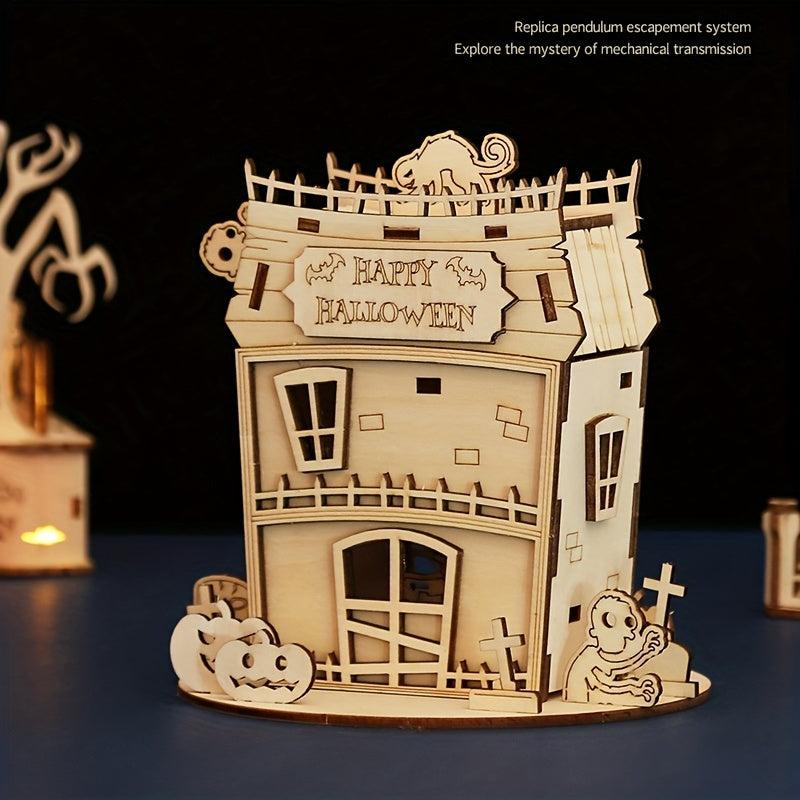 DIY Ghost House Wooden Puzzle for Kids - Halloween Series