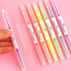 6 Dual Ended Marker Highlighters - Essential for Internet Stars & Students
