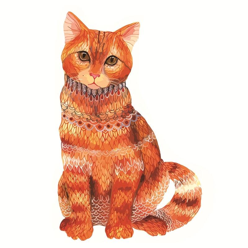 Orange Cat Wooden Puzzle With Box