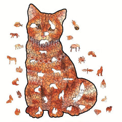 Orange Cat Wooden Puzzle With Box