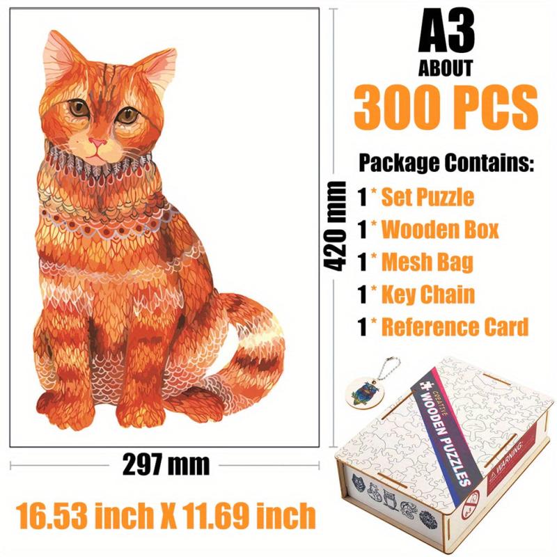 Orange Cat Wooden Puzzle With Box