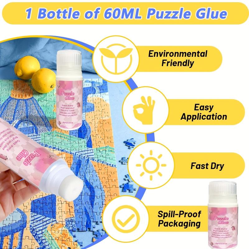 Water Soluble Jigsaw Puzzle Glue Kit, Non-Toxic Craft Glue for 1000 Pieces