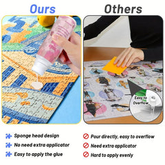 Water Soluble Jigsaw Puzzle Glue Kit, Non-Toxic Craft Glue for 1000 Pieces