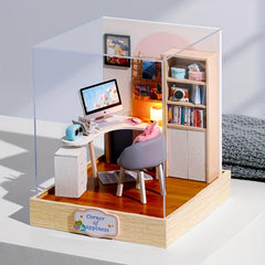Mini Doll House Kit DIY 3D Puzzle w/ Furniture & Dust Cover