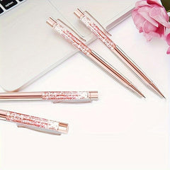 Rose Golden Ballpoint Pen Metal Pen Jewelry Liquid Ink Office Supplies Gift Pen