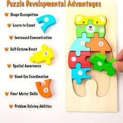 Wooden Dinosaur Puzzle for Kids 3-5: Educational Toy