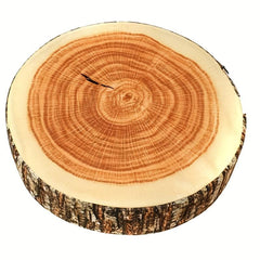 3D Wooden Trunk Round Pillow - Natural Wood Cushion