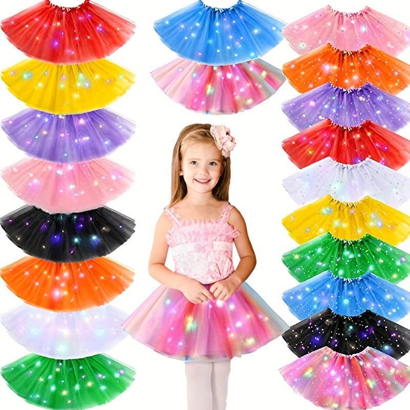 LED Light Flower Princess Tutu Skirt Fairy Costume For Girl