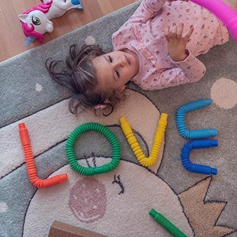 8pcs Pop Tubes Sensory Toys for Kids, Fidget Toddler Travel Toy Idea