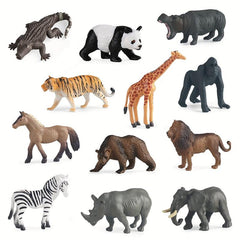 Mini Safari Animal Figures Toy 12PCS Plastic Tiny Forest Jungle Zoo Animals