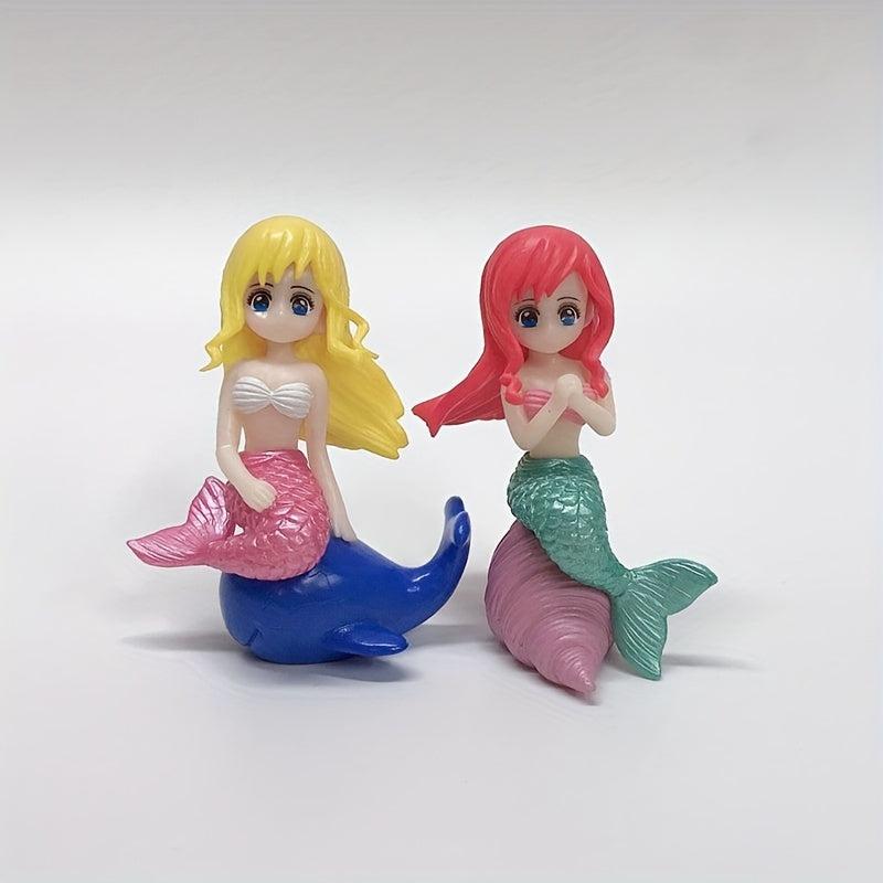 4pcs Mermaid Figurines Collectible Toys PVC Car Ornaments Dolls Plant Micro land