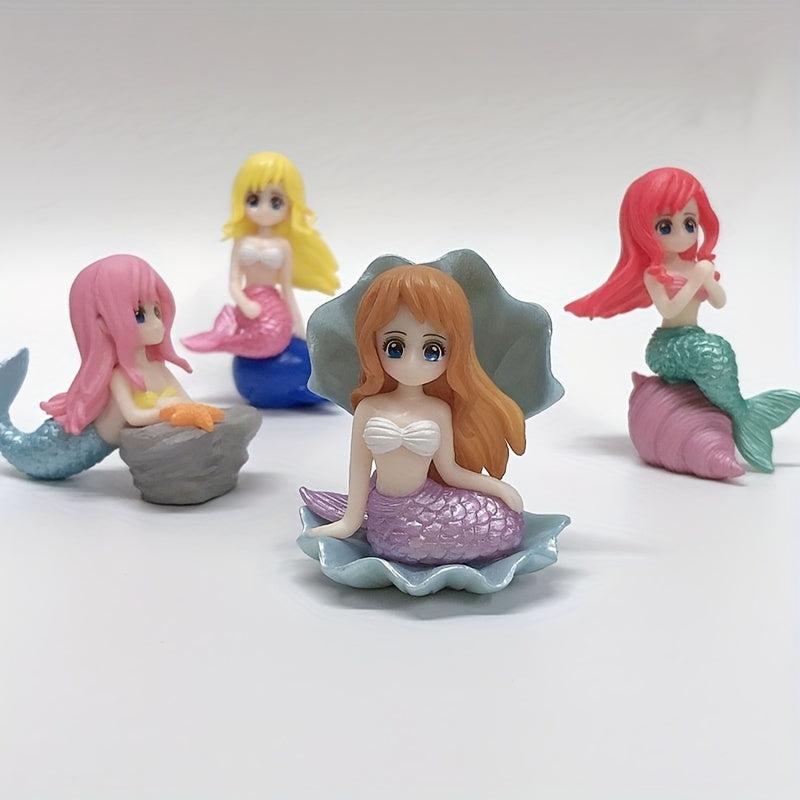 4pcs Mermaid Figurines Collectible Toys PVC Car Ornaments Dolls Plant Micro land