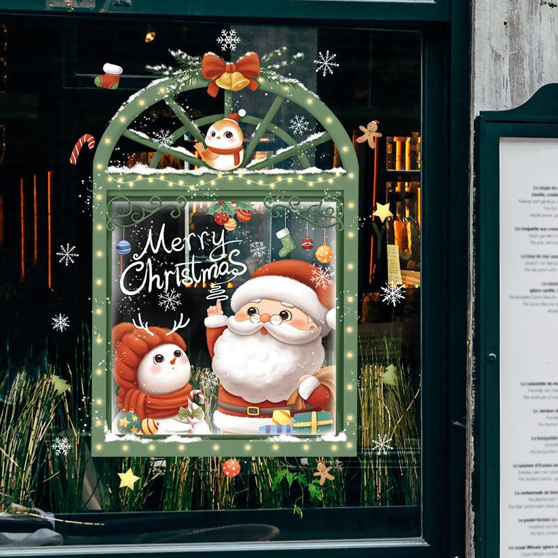 Christmas Window Wall Stickers Snowflake Cookies Candy Old Man PVC Wall Stickers