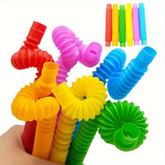 6pcs Pop Tube Colorful Decompression Telescopic Tube Toy DIY Stretch Bellows