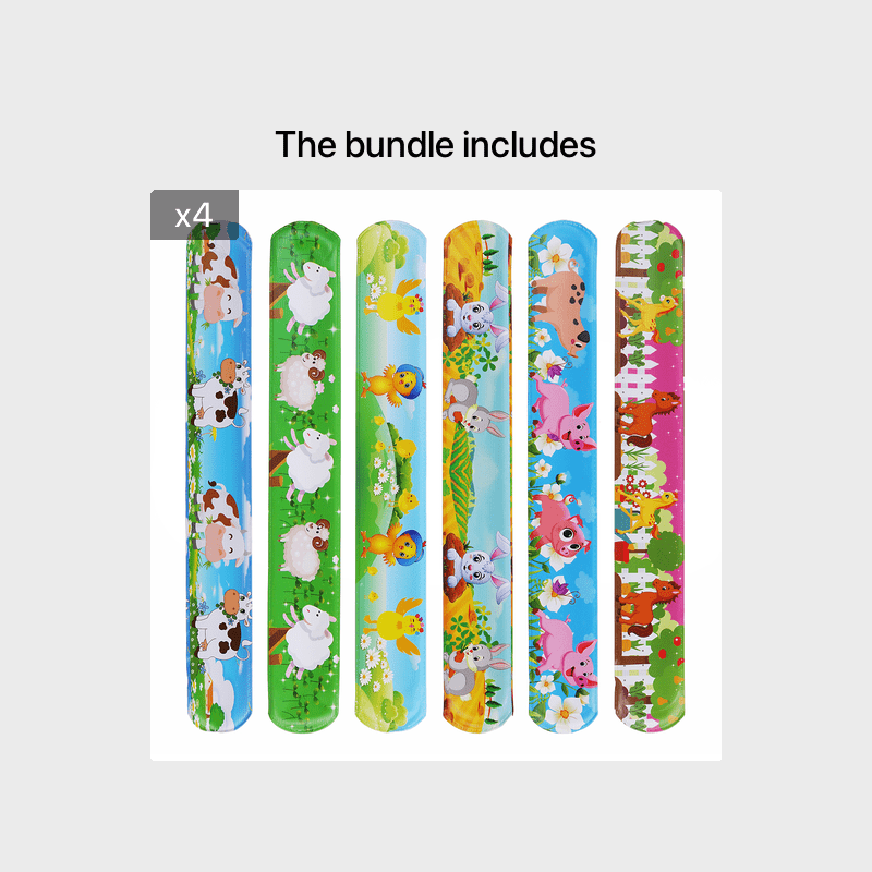 6 Pack Farm Animal PVC Pat Rings for Kids' Birthdays