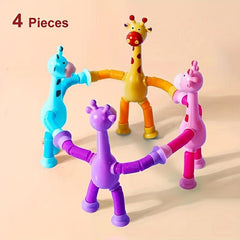 4pcs Giraffe Suction Toys Stretch Pop Tube Sensory Toys