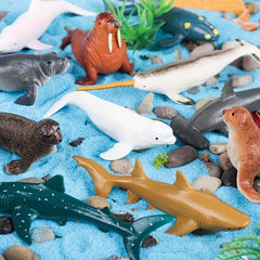 Mini Sea Animals Figurines Realistic Sharks Sea Lions Whales Dolphins Cake Decor