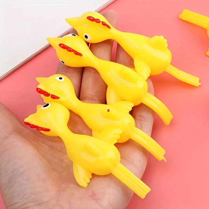 5pcs Slingshot Chicken Rubber Elastic Flying Chicken Tricky Toy Party Supplies