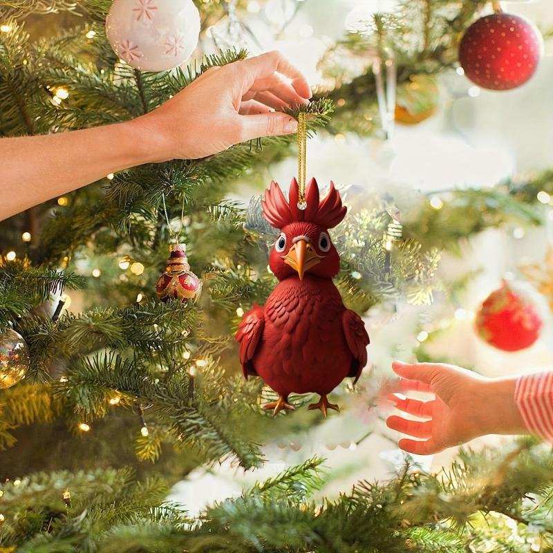 Rooster Series Christmas Tree Pendant Acrylic Decorations Toy