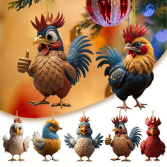 Rooster Series Christmas Tree Pendant Acrylic Decorations Toy