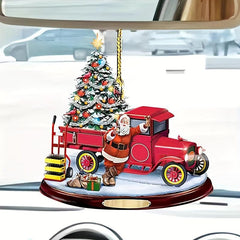 Acrylic Christmas Bus Mirror Hanging Ornament