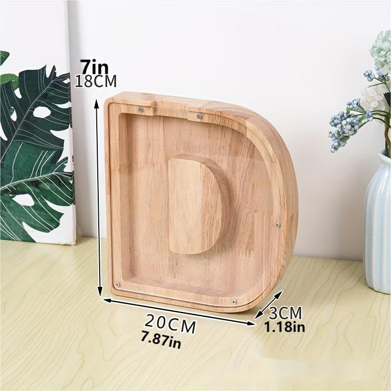 Wooden Alphabet Coin Bank Savings Jar for Kids