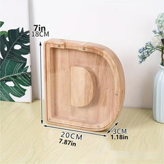 Wooden Alphabet Coin Bank Savings Jar for Kids