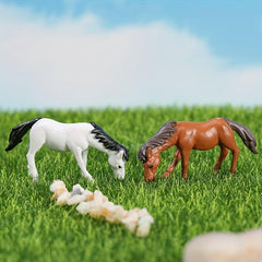2pcs Horse Miniature Landscape Decorations DIY Pet House Creation